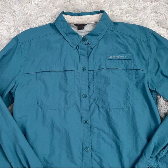 Eddie Bauer Womens Adventurer Pro Teal Field Shirt Size S - Picture 5 of 9